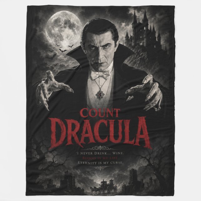 Classic Count Dracula Gothic Horror Vampire Fleece Blanket (Front)