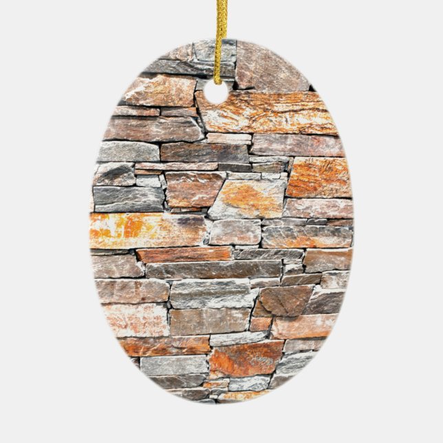 Classic country brick rock stone pattern ceramic tree decoration (Front)