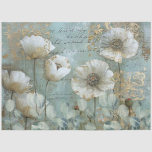 Classic Country Chic White Poppies & Eucalyptus Tissue Paper