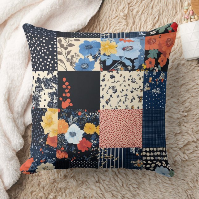 Classic Country Patchwork Quilt - Bold Botanicals Cushion (Blanket)