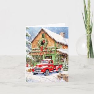 Classic Country Winter Farmhouse Merry Christmas Holiday Card