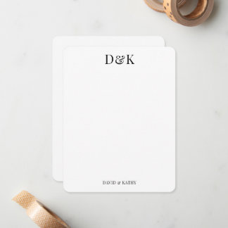 Classic Couple Monogram Names Wedding Thank You Card
