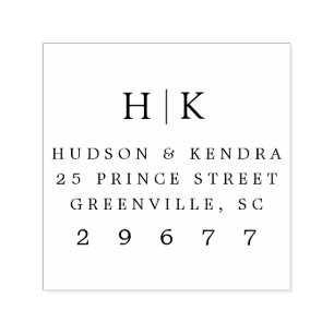 Classic couples monogram self inking address stamp