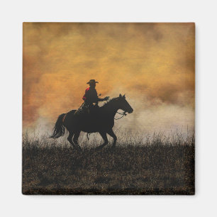 Classic Cowboy and Horse Magnet