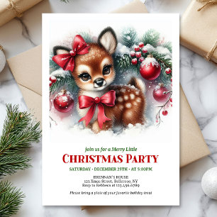 Classic cozy fawn snowy forest scene Christmas Invitation