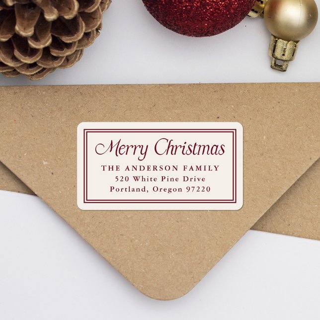 Classic Cranberry Border Christmas Return Address Label (Creator Uploaded)