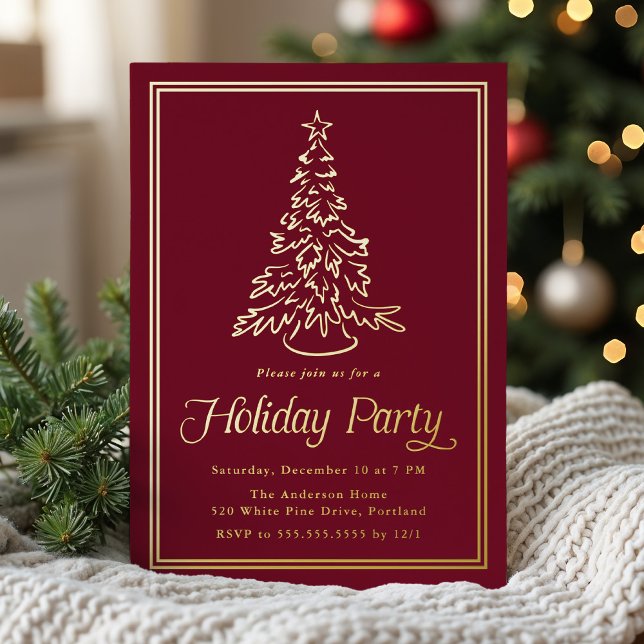 Classic Cranberry Christmas Tree Holiday Party (Creator Uploaded)