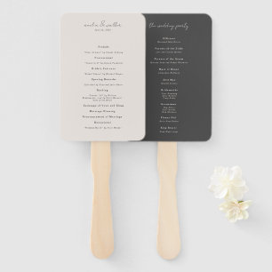 Classic Cream and Charcoal Grey Wedding Program  Hand Fan