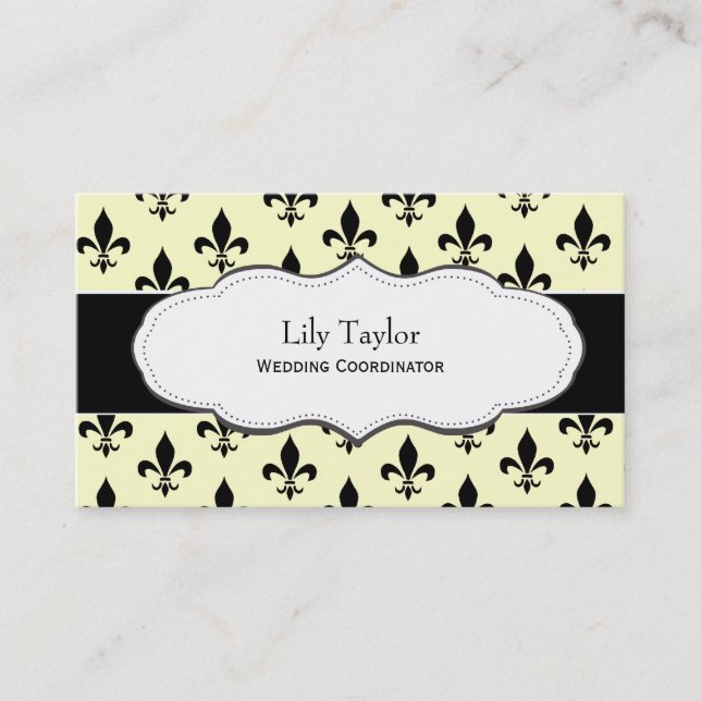 Classic Cream Fleur de Lis business cards (Front)