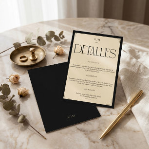 Classic Cream Monogrammed Wedding Information Card