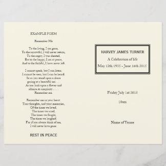 Classic Cream Order of Service Funeral Program