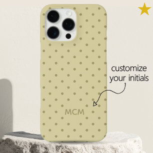 Classic Creamy Beige Custom Monogram Polka Dot  iPhone 16 Pro Max Case