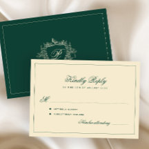 Classic crest monogram emerald green wedding
