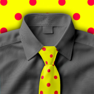 Classic Crimson Polka Dots on Yellow Tie