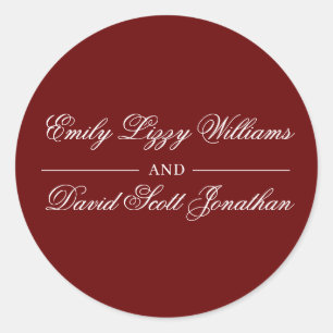 Classic Crimson Red Calligraphy Script Round Sticker