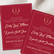 Classic Crimson Red Golden Monogram Whimsical 