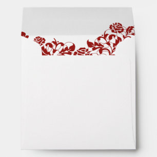 Classic Crimson Red Rose Lace Square Wedding  Envelope