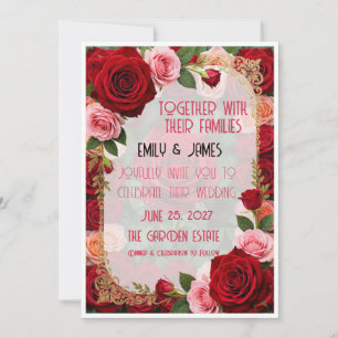 Classic Crimson Rose Wedding Invitation