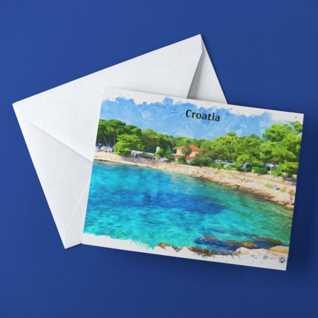 Classic Croatia Adria Coast Scenery Postcard (croatia adria coast postcard)