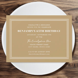 Classic Custom Age Birthday Triple Border Gold Invitation