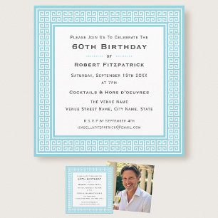 Classic Custom Age Photo Birthday Party Blue Invitation