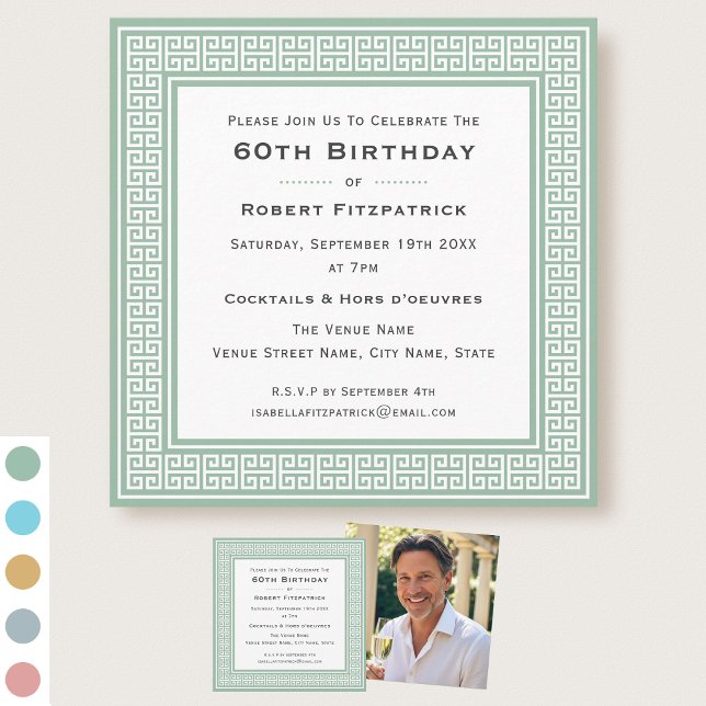 Classic Custom Age Photo Birthday Party Green Invitation (Creator Uploaded)