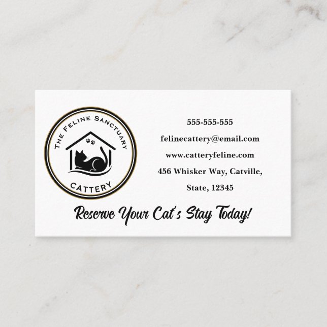 Classic Custom Cattery Business Card  (Front)