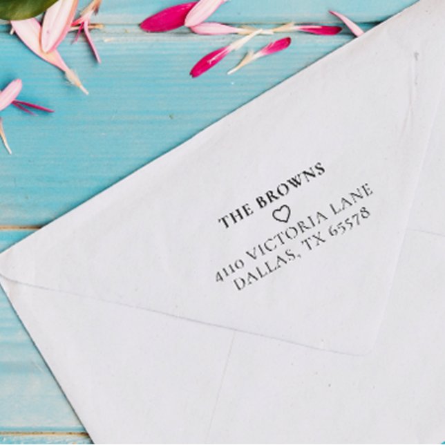 Classic Custom Family ReturnAddress Simple Heart Rubber Stamp (Creator Uploaded)