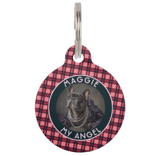 Classic Custom Fur Dad Gift Gingham Print Pet Tag
