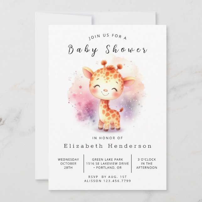 Classic Custom Giraffe Baby Shower Invitation (Front)