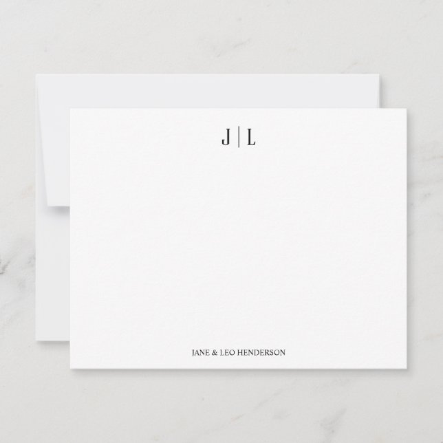 Classic Custom Monogram Couple Wedding Card (Front)