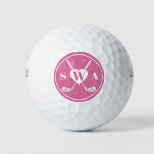 Classic Custom Monogram Golf Club Heart   Pink  Balls