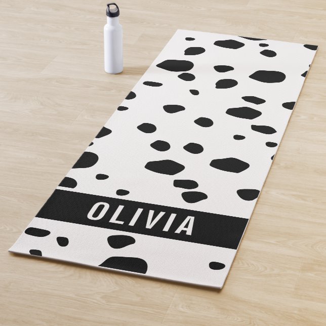 Classic Custom Name Dalmatian Animal Print Pattern Yoga Mat (In Situ)