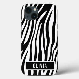 Classic Custom Name Zebra Animal Print Pattern iPhone 13 Case