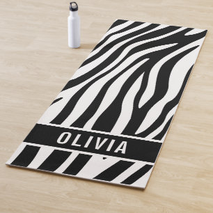 Classic Custom Name Zebra Animal Print Pattern Yoga Mat