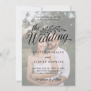 Classic Custom Photo Vintage Rustic Script Wedding Invitation