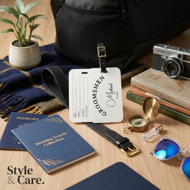 Classic Custom Script Groomsmen Gift Luggage Tag (Classic Custom Script Groomsmen Gift Luggage Tag)