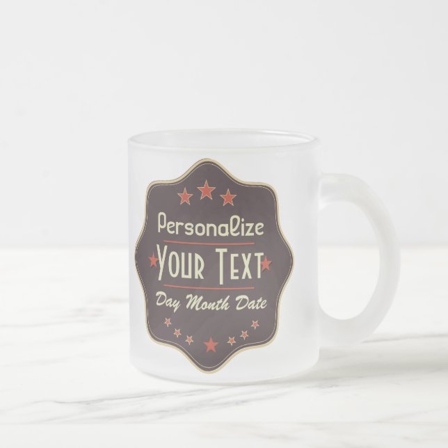 Classic Custom Text Retro Label Frosted Glass Coffee Mug (Right)