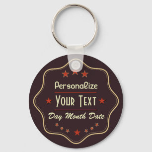 Classic Custom Text Retro Label Key Ring