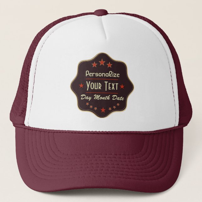 Classic Custom Text Retro Label Trucker Hat (Front)