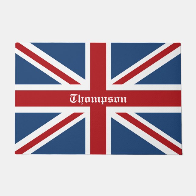 Classic Custom Union Jack UK Flag Doormat (Front)