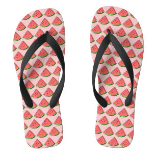 Classic Cute Chic Pink Watermelon Slice Pattern  Jandals