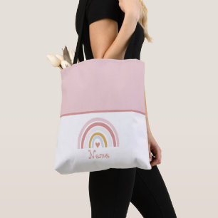 Classic Cute Chic Preppy Name Pink Rainbow Tote Bag