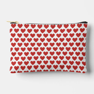 Classic Cute Chic Red Hearts on White Accessory Pouch