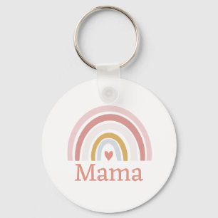Classic Cute Custom Name Pink Rainbow Key Ring