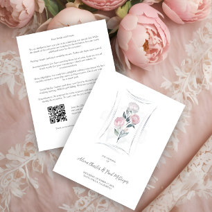 Classic Cute Floral Peonies Bunch in Gray & Pink Enclosure Card