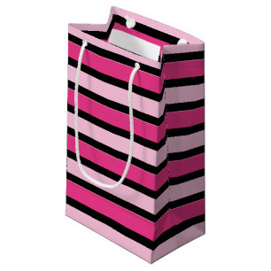 Classic Cute Pink & Black Stripes Small Gift Bag
