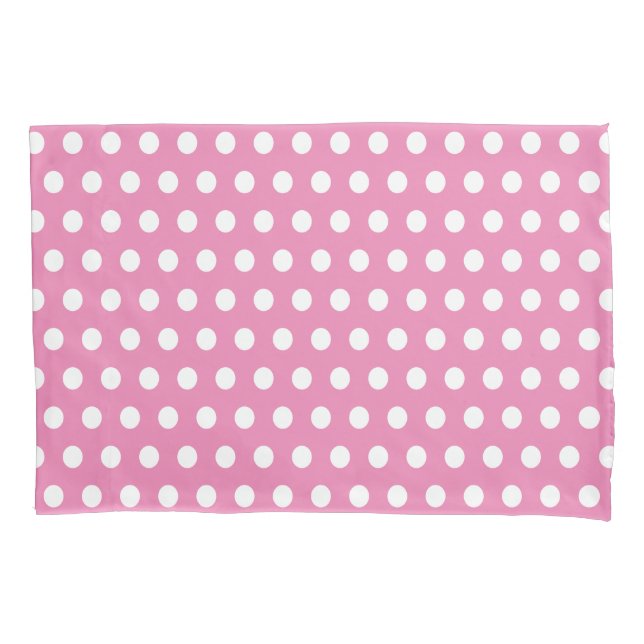 Classic Cute Polka Dot Pink and White Pillowcase (Front)