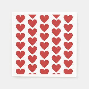 Classic Cute Red Heart Pattern Paper Plate Napkin