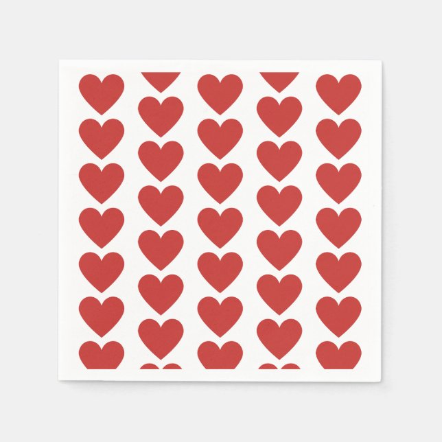 Classic Cute Red Heart Pattern Paper Plate Napkin (Front)
